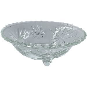 Anchor Hocking Footed Bowl Vintage Pressed Clear Glass Star Of David Candy Dish